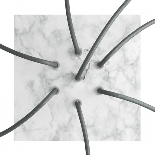 Ροζέτα Rose-One 200mm Τετράγωνη με 7 Τρύπες Στην Σειρά Σε Λευκό Μάρμαρο Σχέδιο - Creative Cables