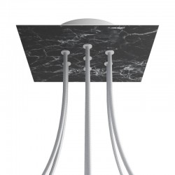 Ροζέτα Rose-One 200mm Τετράγωνη με 7 Τρύπες Στην Σειρά Σε Μαύρο Μάρμαρο Σχέδιο - Creative Cables