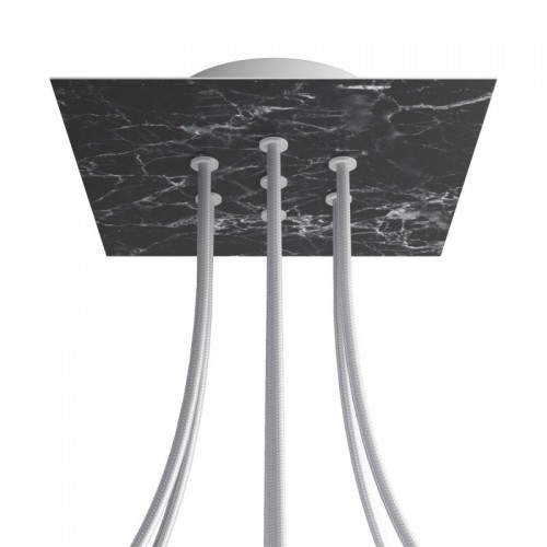 Ροζέτα Rose-One 200mm Τετράγωνη με 7 Τρύπες Στην Σειρά Σε Μαύρο Μάρμαρο Σχέδιο - Creative Cables