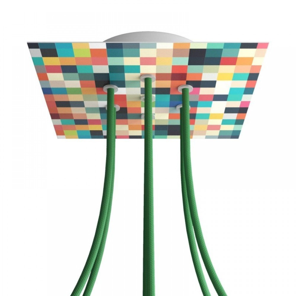 Ροζέτα Rose-One 200mm Τετράγωνη με 7 Τρύπες Στην Σειρά Σε Palette Σχέδιο - Creative Cables