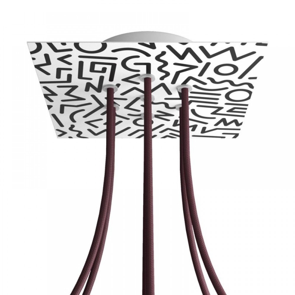 Ροζέτα Rose-One 200mm Τετράγωνη με 7 Τρύπες Στην Σειρά Σε Street Art Σχέδιο - Creative Cables