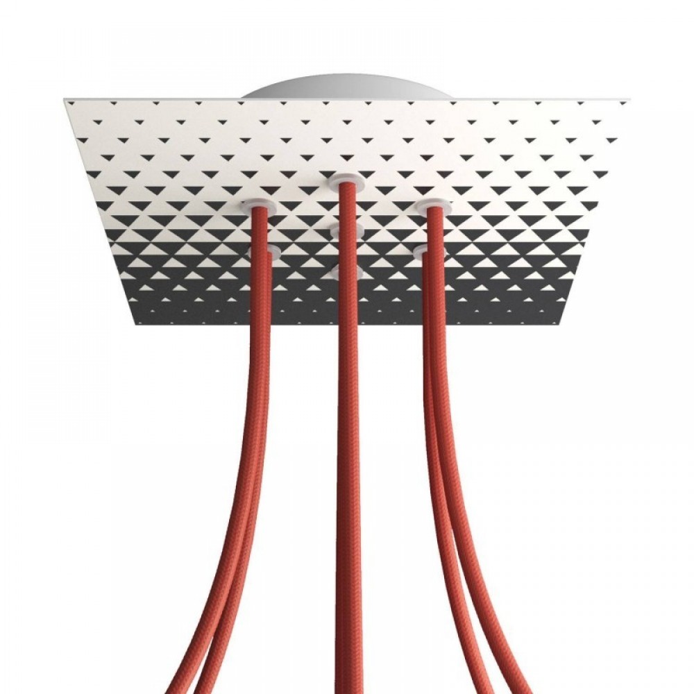Ροζέτα Rose-One 200mm Τετράγωνη με 7 Τρύπες Στην Σειρά Σε Triangle Σχέδιo - Creative Cables