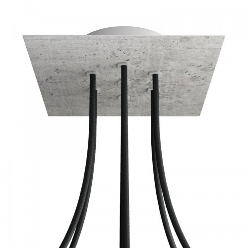 Ροζέτα Rose-One 200mm Τετράγωνη με 7 Τρύπες Στην Σειρά Σε Σχέδιο Τσιμέντου - Creative Cables