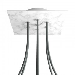 Ροζέτα Rose-One 200mm Τετράγωνη με 7 Τρύπες Στην Σειρά Σε Λευκό Μάρμαρο Σχέδιο - Creative Cables