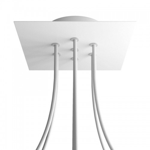 Ροζέτα Rose-One 200mm Τετράγωνη με 7 Τρύπες Στην Σειρά Σε Λευκό Σχέδιο - Creative Cables