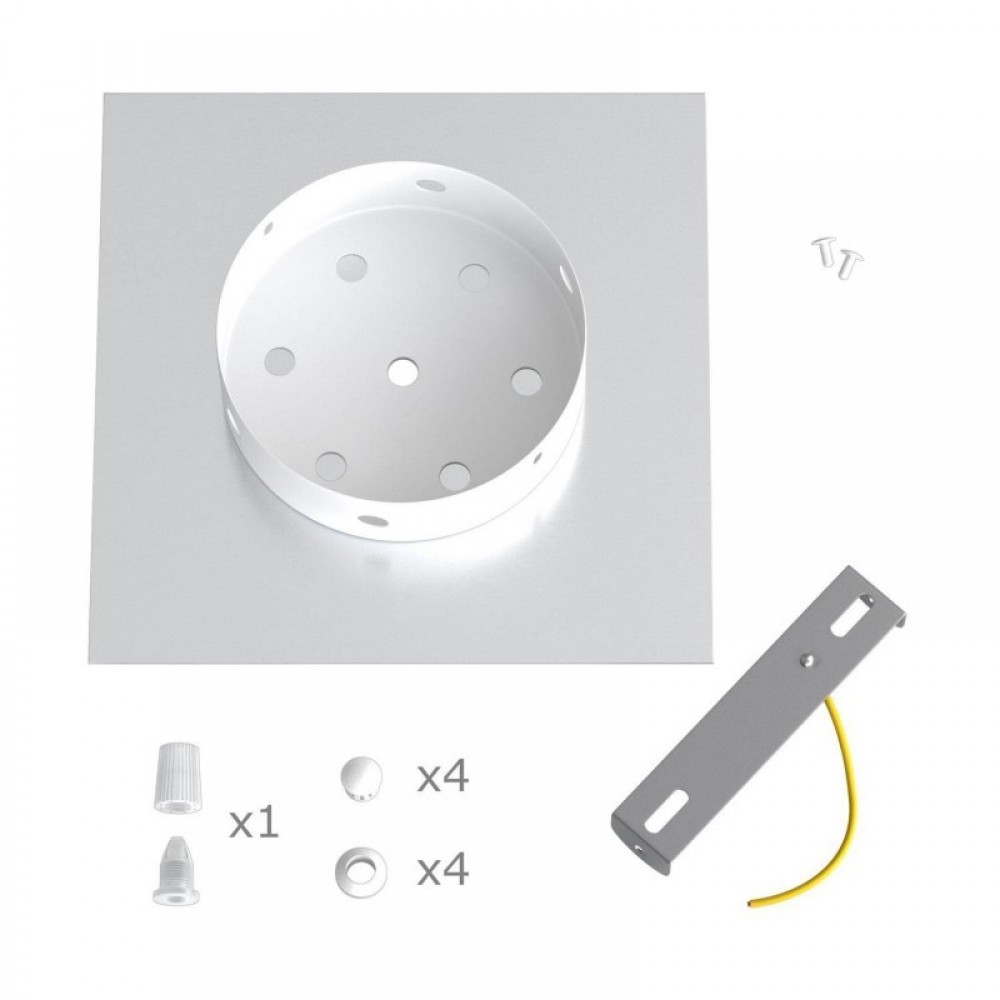 Ροζέτα Rose-One 200mm Τετράγωνη με 1 Τρύπα Σε Λευκό Σχέδιo - Creative Cables