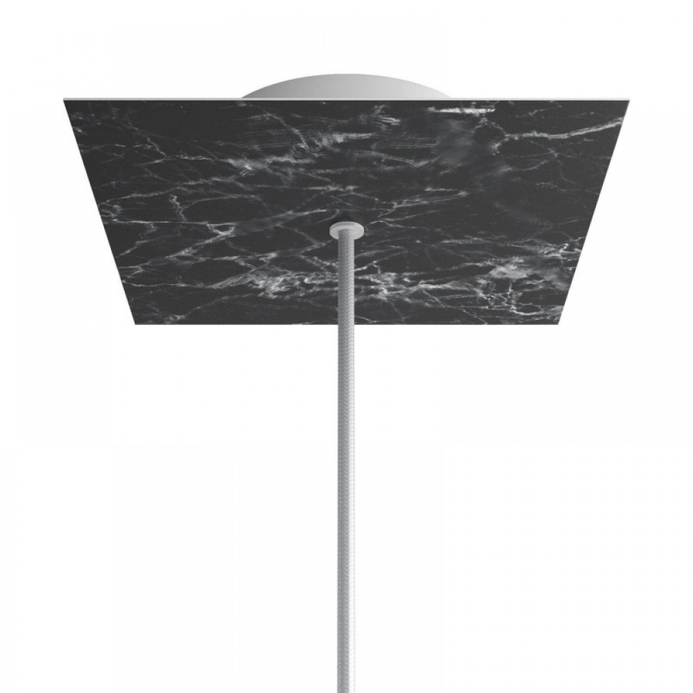 Ροζέτα Rose-One 200mm Τετράγωνη με 1 Τρύπα Σε Μαύρο Μάρμαρο Σχέδιo - Creative Cables