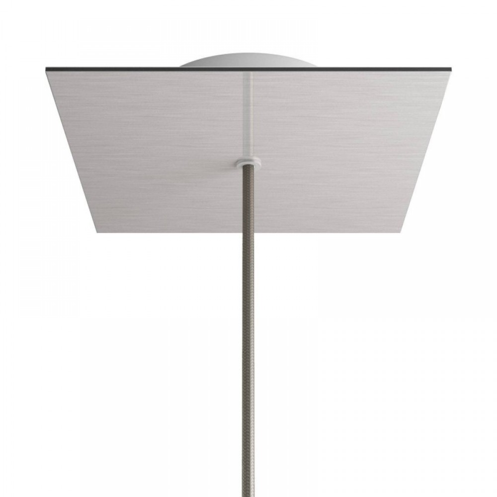 Ροζέτα Rose-One 200mm Τετράγωνη με 1 Τρύπα Σε Νικέλ Ματ Dibond Σχέδιο - Creative Cables