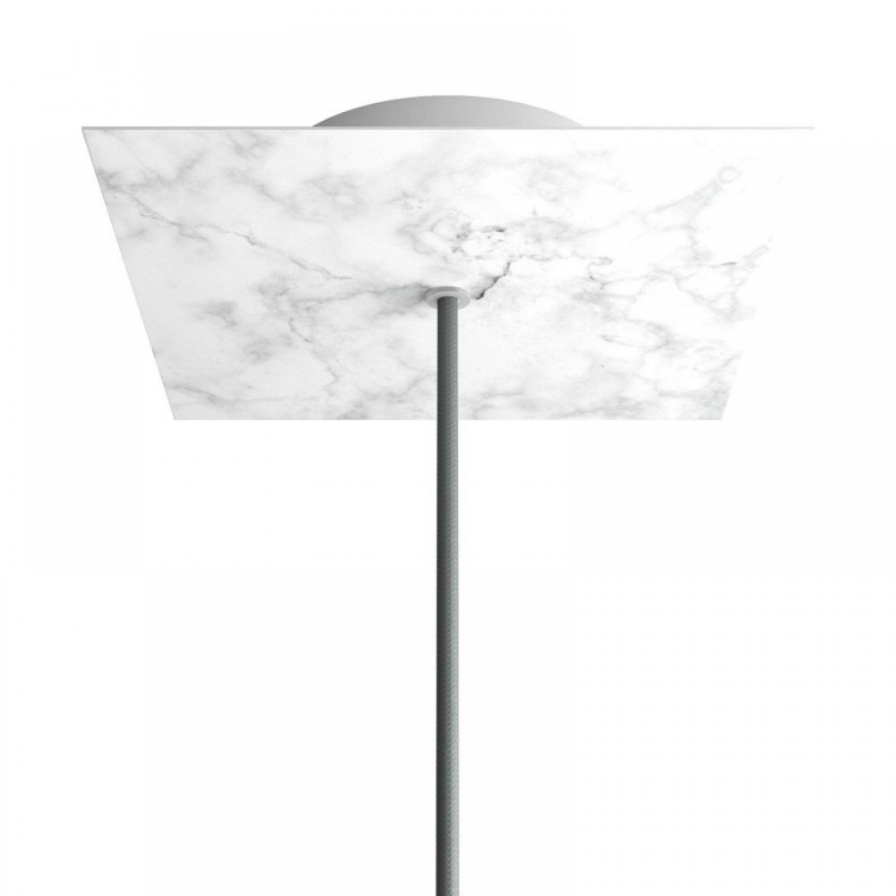 Ροζέτα Rose-One 200mm Τετράγωνη με 1 Τρύπα Σε Λευκό Μάρμαρο Σχέδιo - Creative Cables