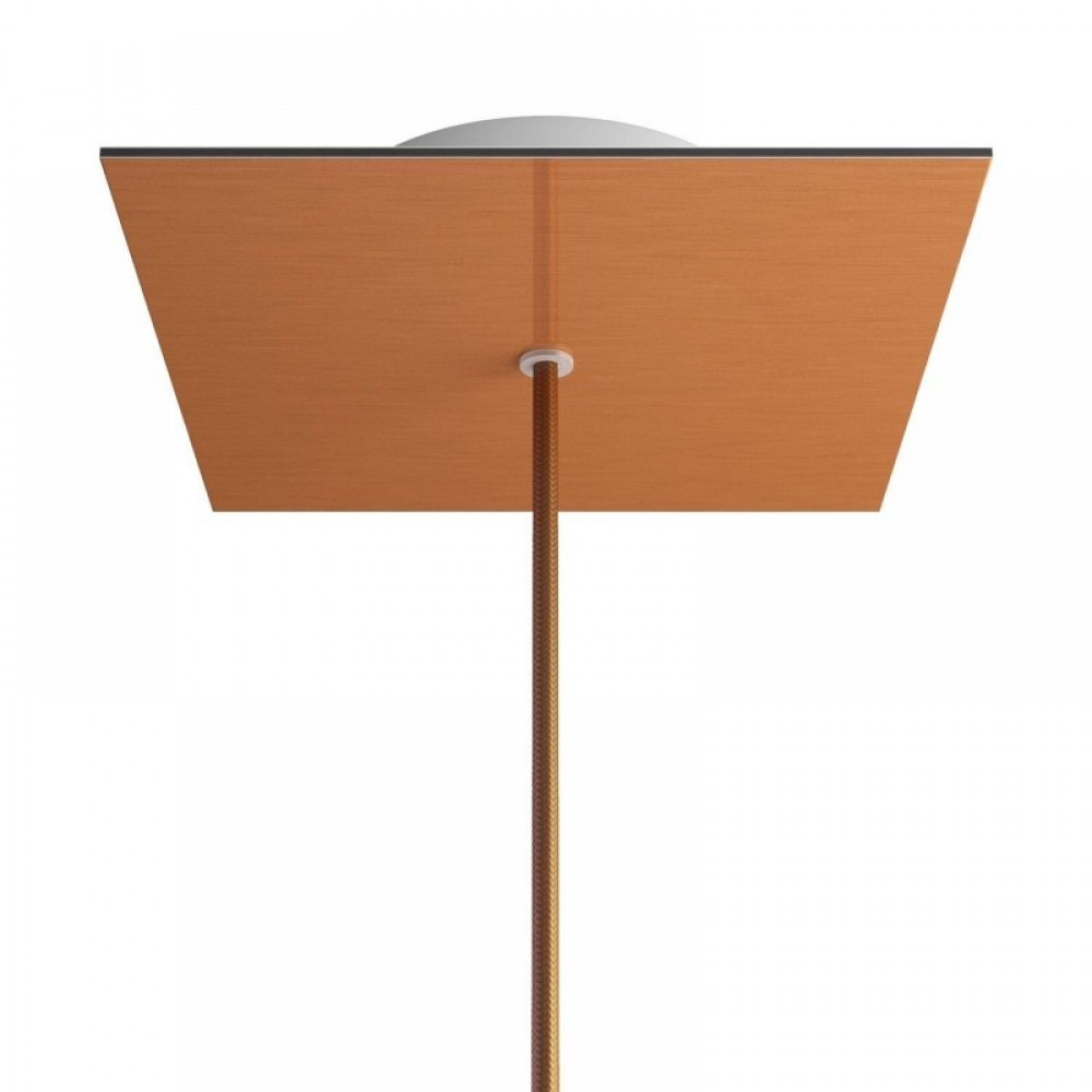 Ροζέτα Rose-One 200mm Τετράγωνη με 1 Τρύπα Σε Χάλκινο Ματ Dibond Σχέδιo - Creative Cables