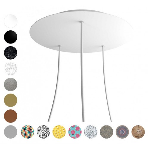 Ροζέτα Rose-One 400mm Στρογγυλή με 3 Τρύπες Σε Σχέδιο Τσιμέντου - Creative Cables