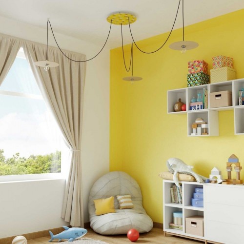 Ροζέτα Rose-One 400mm Στρογγυλή με 3 Τρύπες Σε Σχέδιο Τσιμέντου - Creative Cables