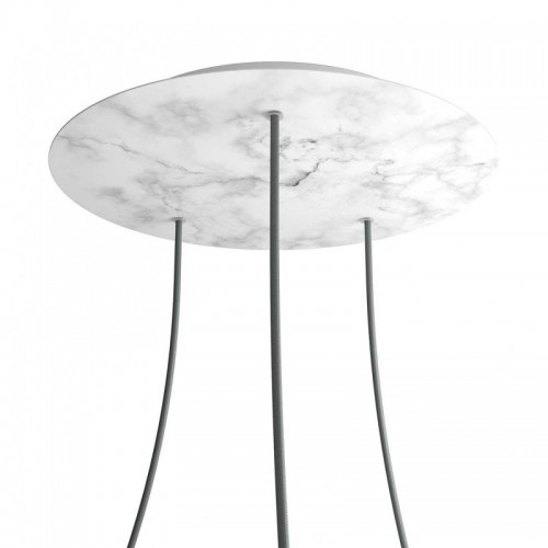 Ροζέτα Rose-One 400mm Στρογγυλή με 3 Τρύπες Σε Λευκό Μάρμαρο Σχέδιο - Creative Cables