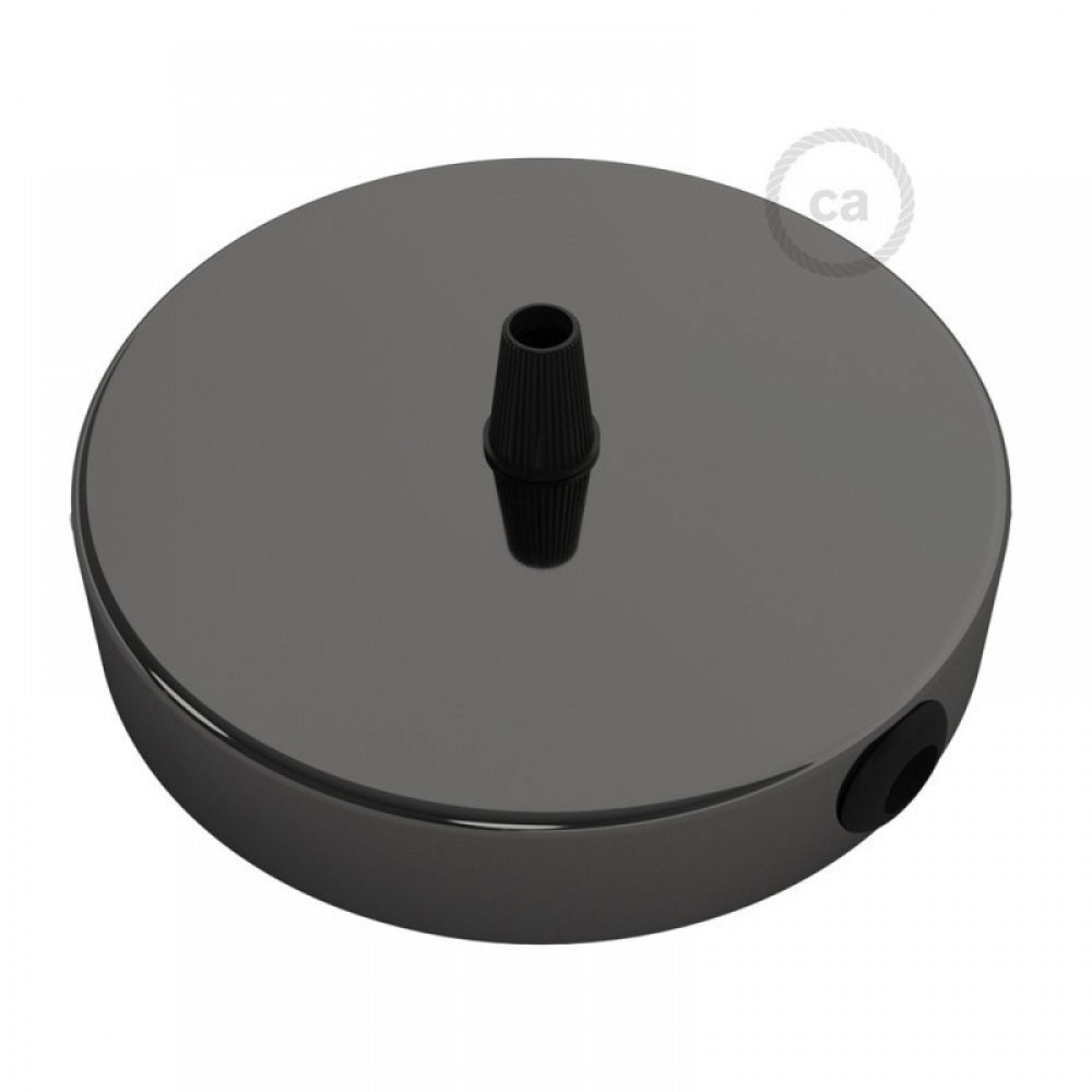 SMART Ροζέτα Φωτιστικού Μεταλλική πλακέ 1 τρύπα στο κέντρο + 2 στο πλάι και στήριγμα καλωδίου - συμβατή με φωνητικές βοηθούς - Ανθρακί - Creative Cables