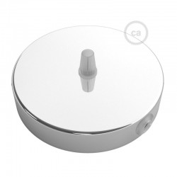 SMART Ροζέτα Φωτιστικού Μεταλλική πλακέ 1 τρύπα στο κέντρο + 2 στο πλάι και στήριγμα καλωδίου - συμβατή με φωνητικές βοηθούς - Χρώμιο - Creative Cables