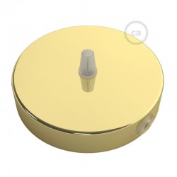 SMART Ροζέτα Φωτιστικού Μεταλλική πλακέ 1 τρύπα στο κέντρο + 2 στο πλάι και στήριγμα καλωδίου - συμβατή με φωνητικές βοηθούς - Χρυσό - Creative Cables