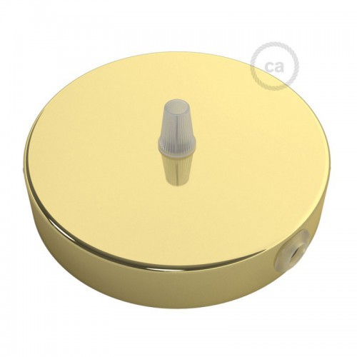 SMART Ροζέτα Φωτιστικού Μεταλλική πλακέ 1 τρύπα στο κέντρο + 2 στο πλάι και στήριγμα καλωδίου - συμβατή με φωνητικές βοηθούς - Χρυσό - Creative Cables