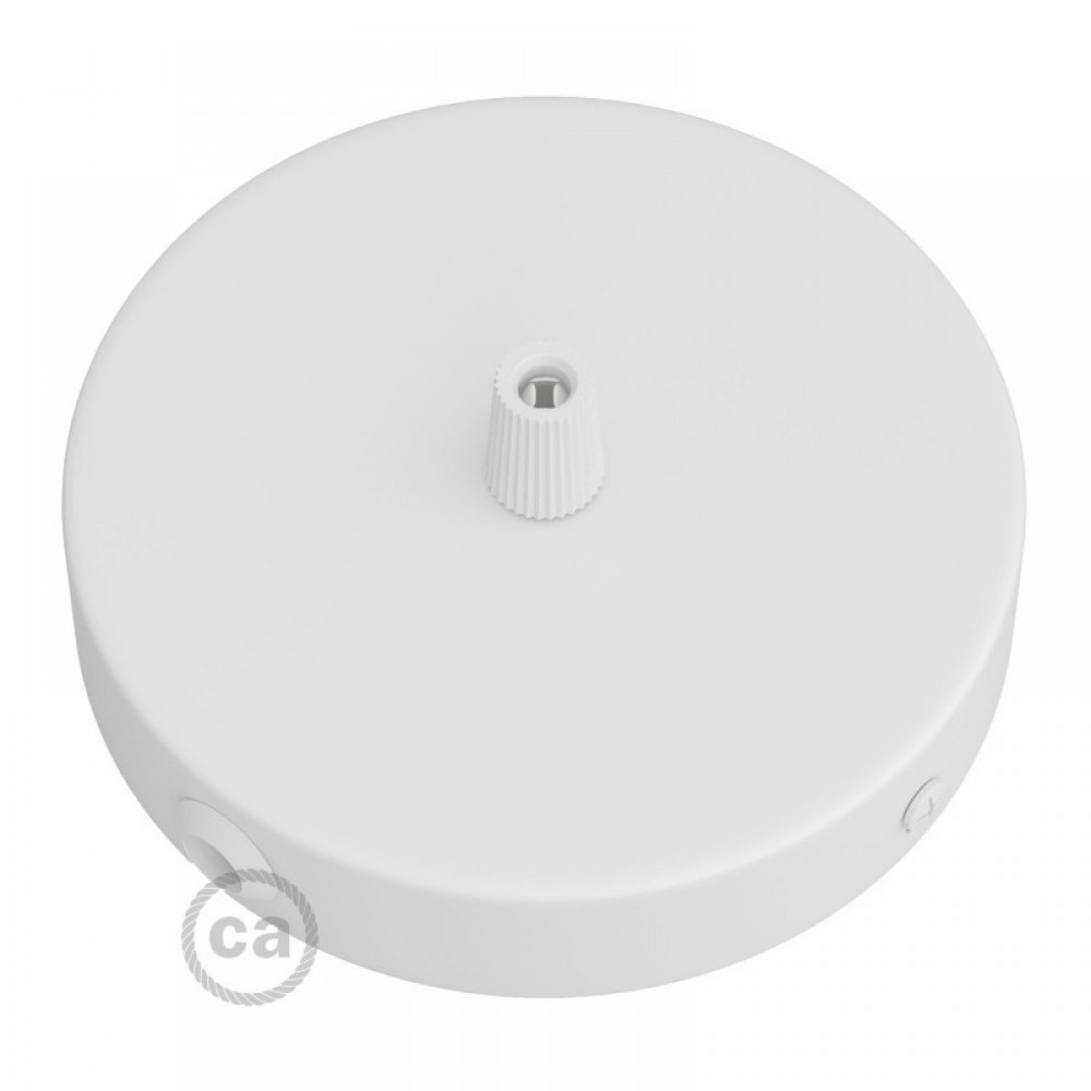 SMART Ροζέτα Φωτιστικού Μεταλλική πλακέ 1 τρύπα στο κέντρο + 2 στο πλάι και στήριγμα καλωδίου - συμβατή με φωνητικές βοηθούς Λευκό ΜΑΤ - Creative Cables