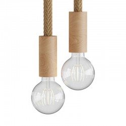 Κρεμαστό Φωτιστικό 2φωτο με καλώδιο τριχιά 2XL και ξύλινα αξεσουάρ - Creative Cables