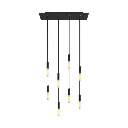 Κρεμαστό Φωτιστικό 8φωτο, με ορθογώνια ροζέτα Rose-One XXL 675 mm, υφασμάτινο καλώδιο και μεταλλικά στοιχεία - Μαύρο ΜΑΤ Dibond - Creative Cables