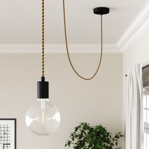 Στρόγγυλο Υφασμάτινο Καλώδιο Vertigo Βαμβάκι - Αυθεντικό Creative-Cables - ERM68 Ουράνιο Τόξο - 2x0.75mm - Creative Cables