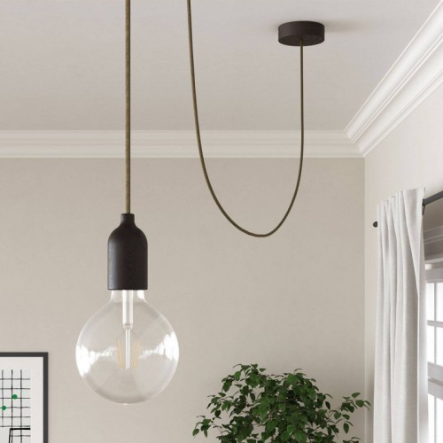 Στρογγυλό Υφασμάτινο καλώδιο από φυσική Τριχιά Σκούρο Καφέ RN26 - Creative Cables