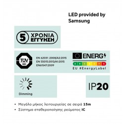 Ταινία Led 12W 24V IP20 JAZZ 15 μέτρα Θερμό Λευκό 2700K - CUBALUX