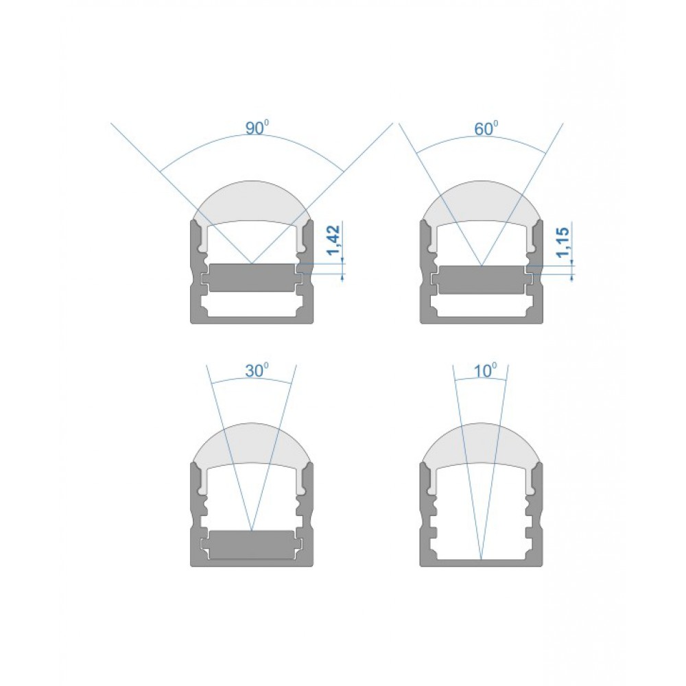 Προφίλ Αλουμινίου Με Φακό Ασημί 2 μέτρα - CUBALUX