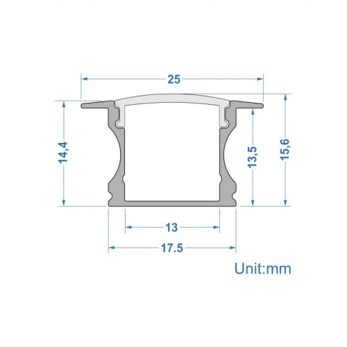 Προφίλ Χωνευτό Βαθύ Ασημί 2 μέτρα - CUBALUX