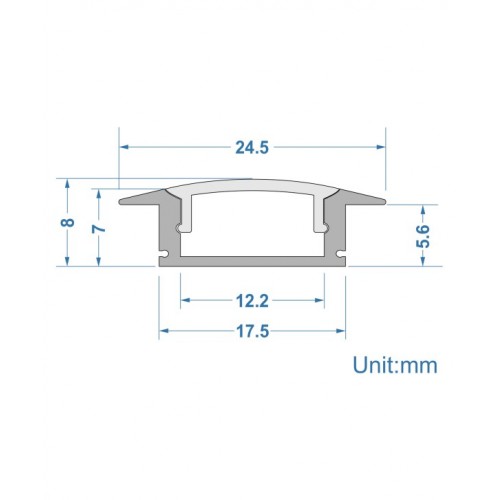 Προφίλ Αλουμινίου Χωνευτό Λευκό 2 μέτρα - CUBALUX