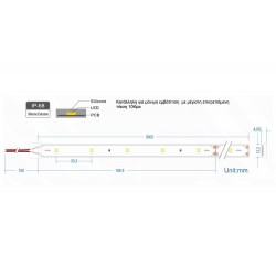 Ταινία Led Αυτοκόλλητη 6W 24V IP68 TΩRA 5 μέτρα Ψυχρό Λευκό 7500K CUBALUX