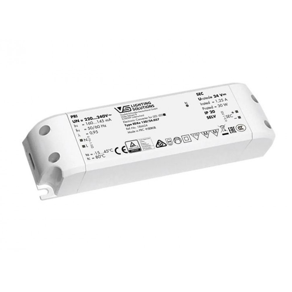 Τροφοδοτικό LED Vossloh Schwabe 30 Watt 24VDC IP20 - Cubalux