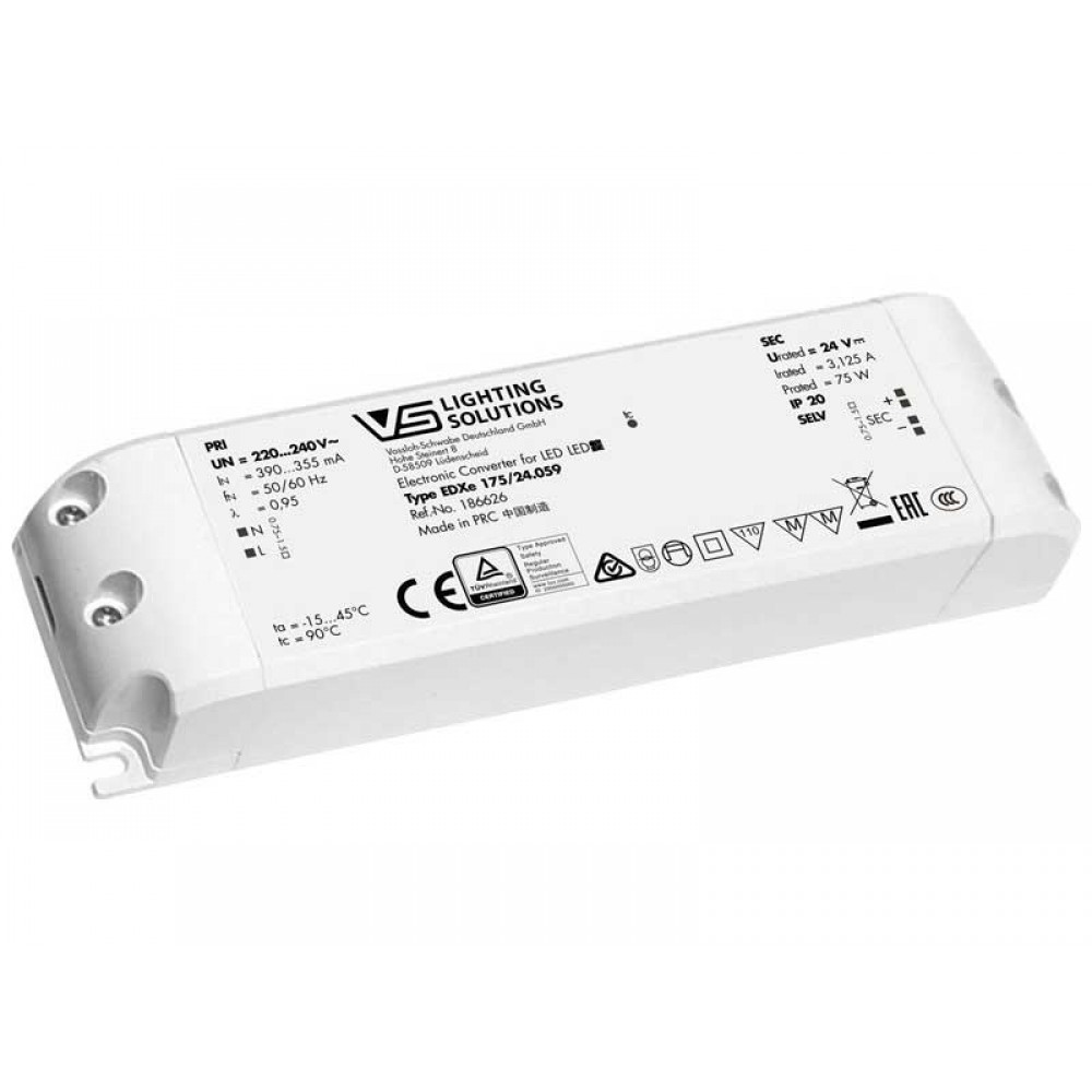 Τροφοδοτικό LED Vossloh Schwabe 75 Watt 24VDC IP20 - Cubalux