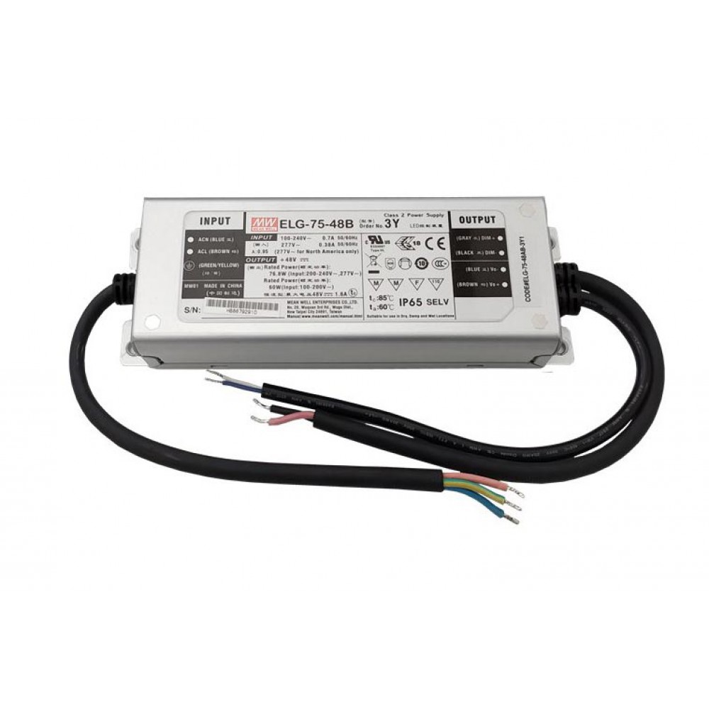 Dimmable 0/1-10V Τροφοδοτικό LED Meanwell 75 Watt 48VDC IP65