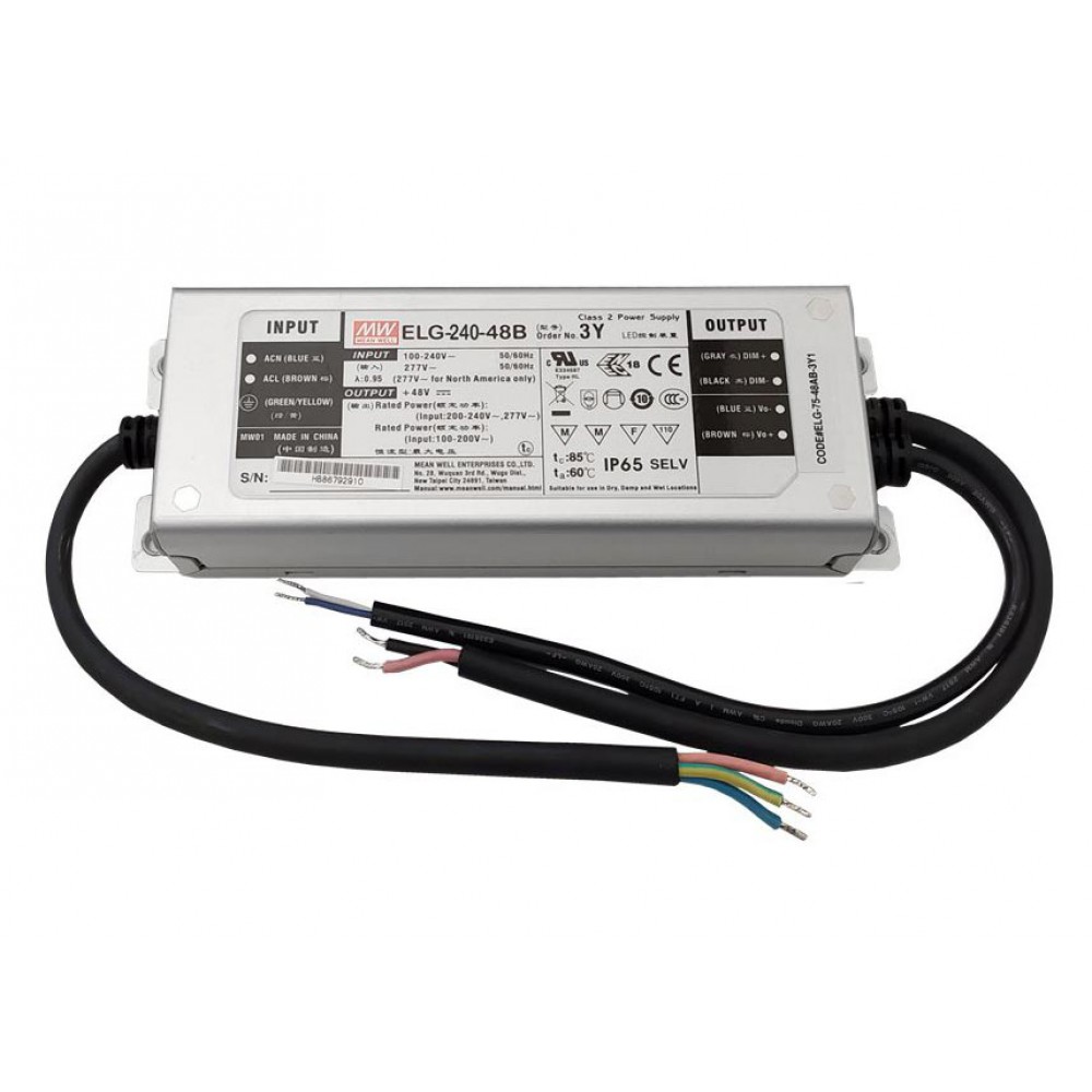 Dimmable 0/1-10V Τροφοδοτικό LED Meanwell 240 Watt 48VDC IP65