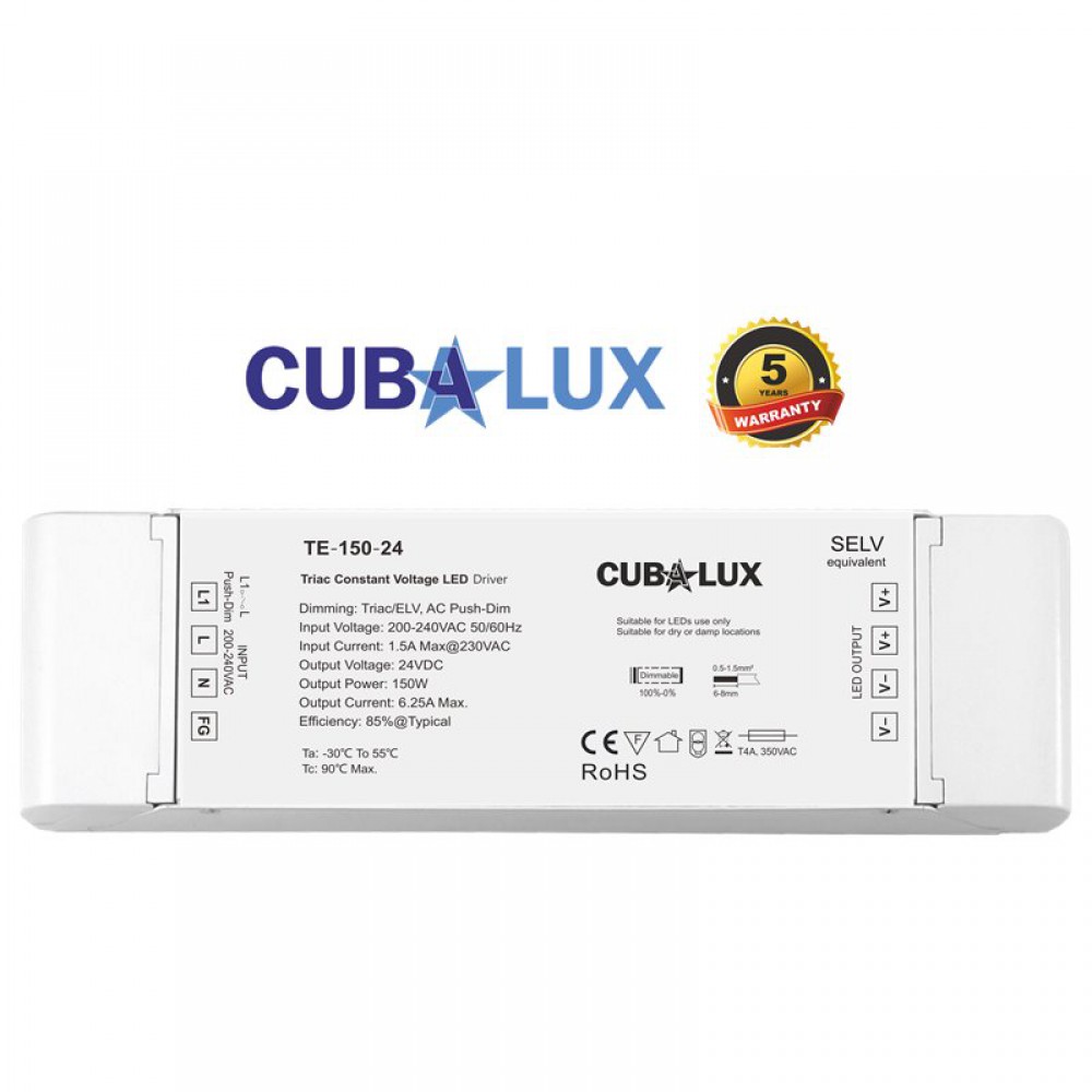 Dimmable TRIAC, Push button τροφοδοτικό LED Cubalux 150 Watt 24VDC IP20