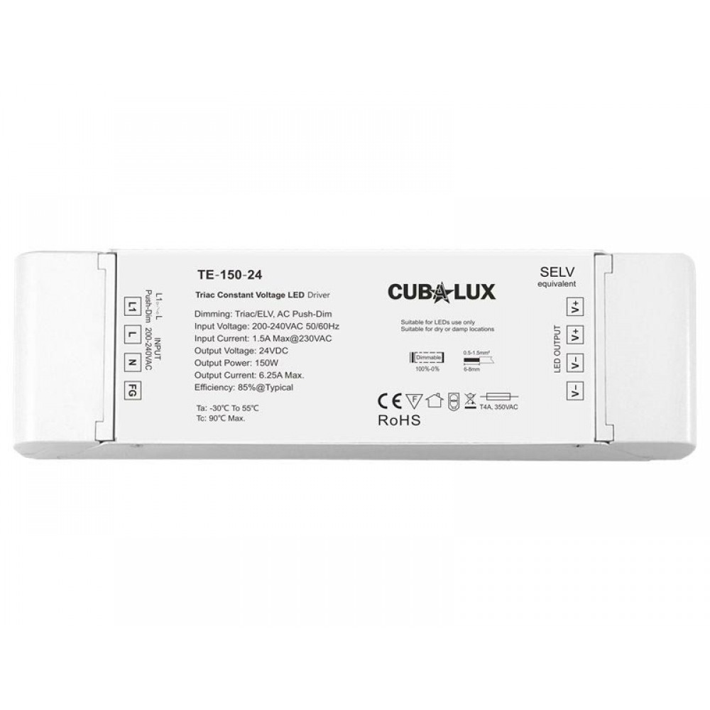Dimmable TRIAC, Push button τροφοδοτικό LED Cubalux 150 Watt 24VDC IP20