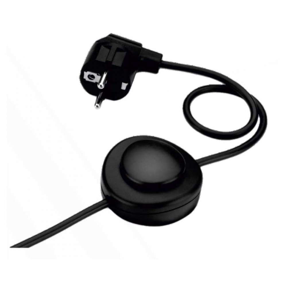 Καλωδίωση με Φις Σούκο Και Ενδιάμεσο Διακόπτη Ποδός 150cm+50cm Μαύρο - CUBALUX