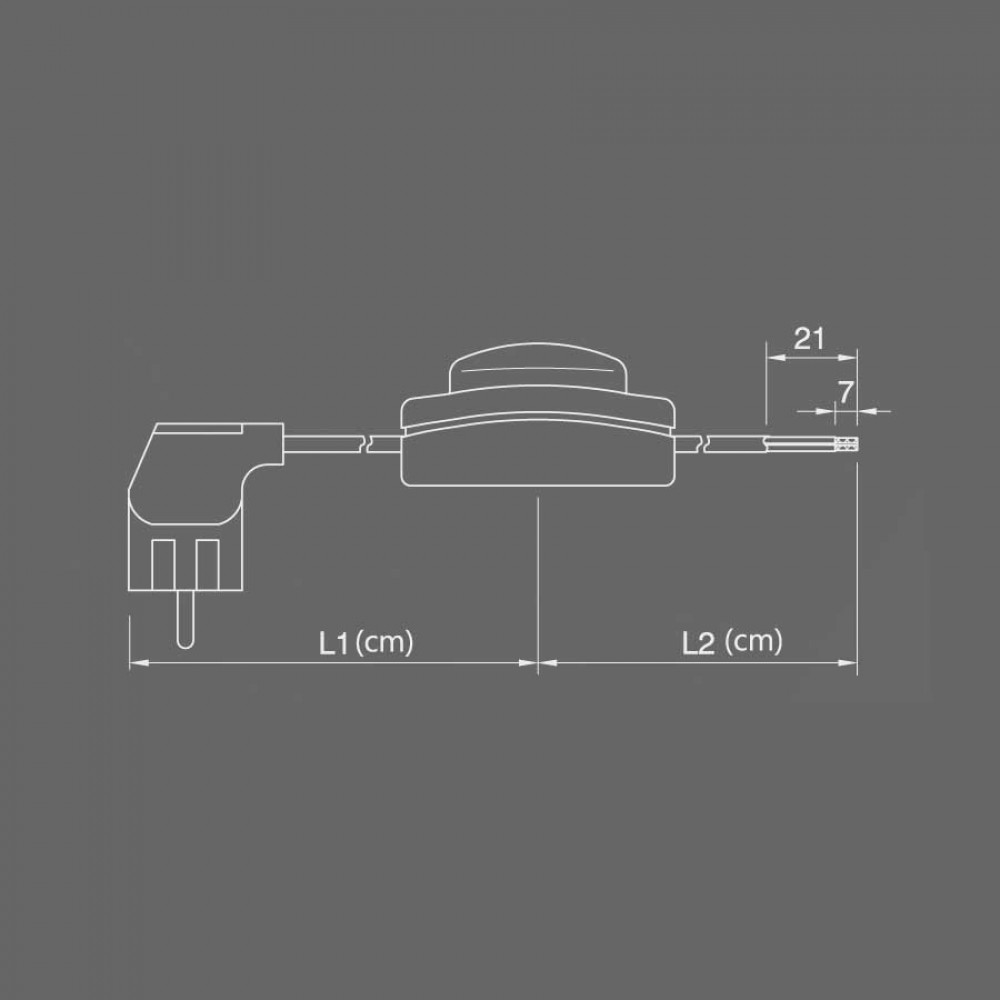 Καλωδίωση με Φις Σούκο Και Ενδιάμεσο Διακόπτη Ποδός 150cm+50cm Μαύρο - CUBALUX