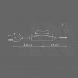 Καλωδίωση με Φις Απλό Και Ενδιάμεσο Διακόπτη Ποδός 150cm+250cm Σε Διάφορα Χρώματα- CUBALUX