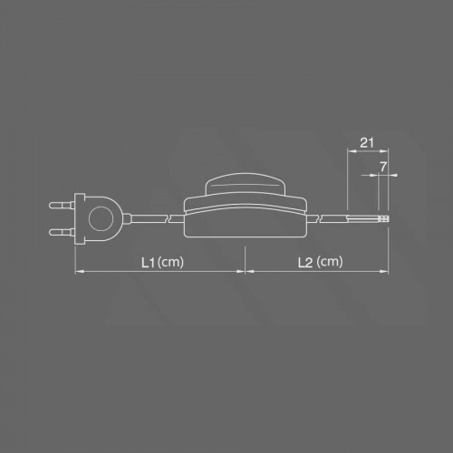 Καλωδίωση με Φις Απλό Και Ενδιάμεσο Διακόπτη Ποδός 150cm+250cm Σε Διάφορα Χρώματα- CUBALUX