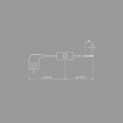Καλωδίωση με Φις Σούκο Και Ενδιάμεσο Διακόπτη Χειρός 120cm+80cm Μαύρο - CUBALUX