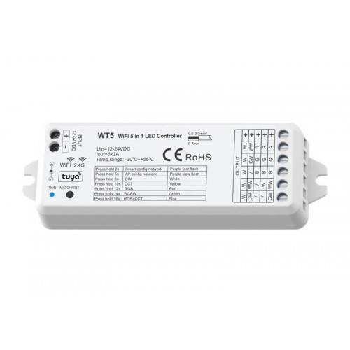 WiFi - RF controller 5x3A 12/24Vdc - Cubalux