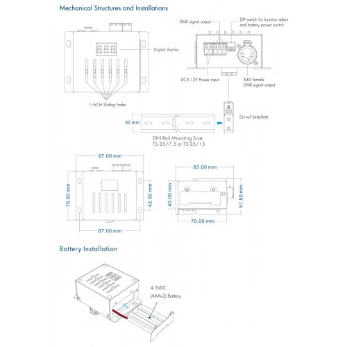 Mini Κονσόλα DMX512 6 Καναλιών - Cubalux