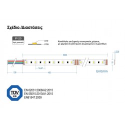 Ταινία Led 19,2W 24V IP20 RGBW TΩRA 5 μέτρα - CUBALUX