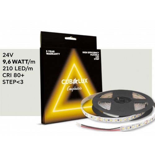 Ταινία Led 14.4W 24V IP20 Emphasis 5 μέτρα Ουδέτερο Λευκό 4000K - CUBALUX