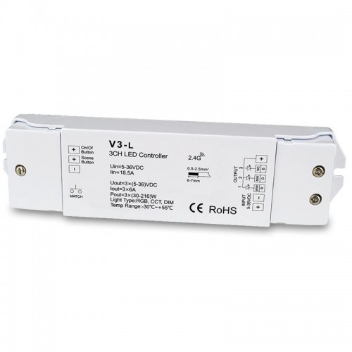 Controller Simlicity Πολλαπλών λειτουργιών 3x6A DIM / RGB / CCT- Cubalux