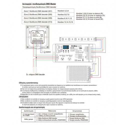 Διακόπτης RGB/RGBW Simplicity 4 Θέσεων DMX512/ RF2.4G - Cubalux