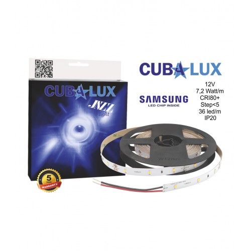 Ταινία Led JAZZ 12V 7,2 Watt IP20 SAMSUNG Chip Θερμό λευκό 3000K- 5 μέτρα - CUBALUX