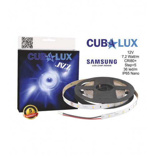 Ταινία Led JAZZ 12V 7,2 Watt IP65 SAMSUNG Chip Θερμό λευκό 3000K - 5 μέτρα - CUBALUX